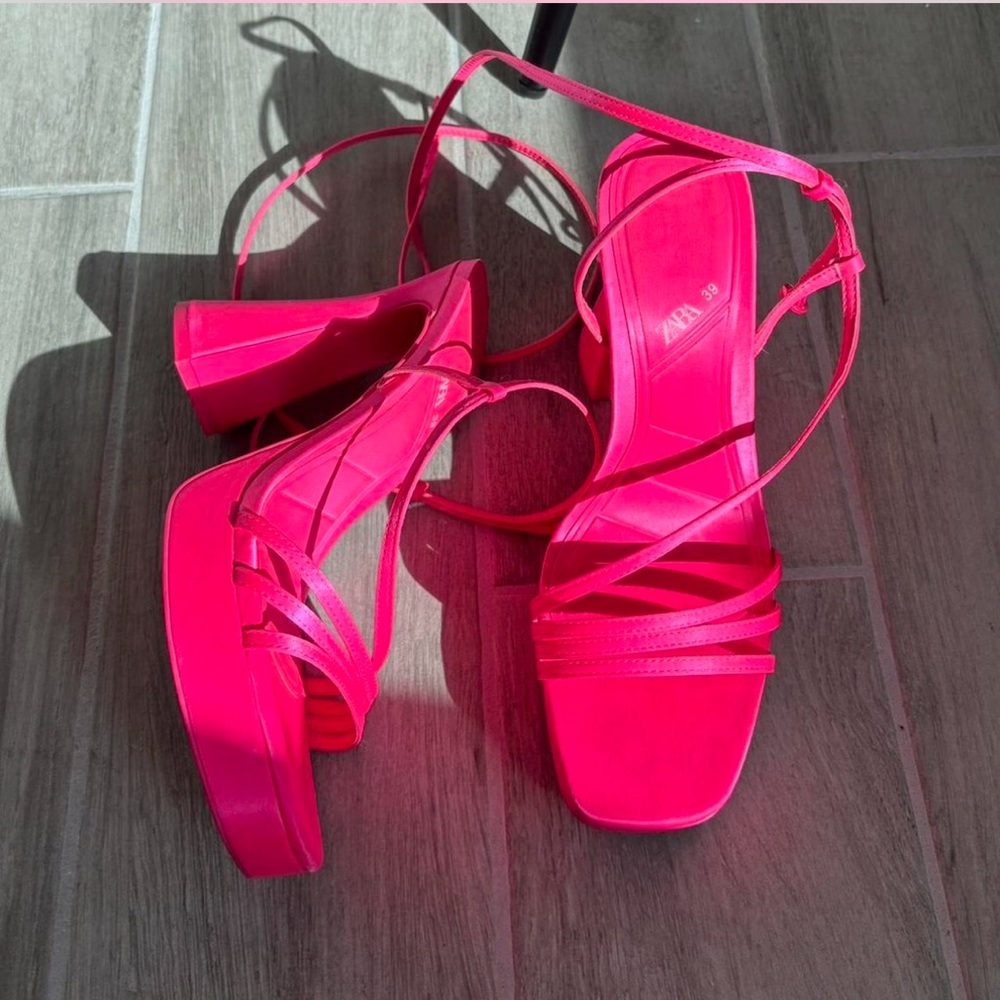 Hot Pink Zara Tie Up Heels